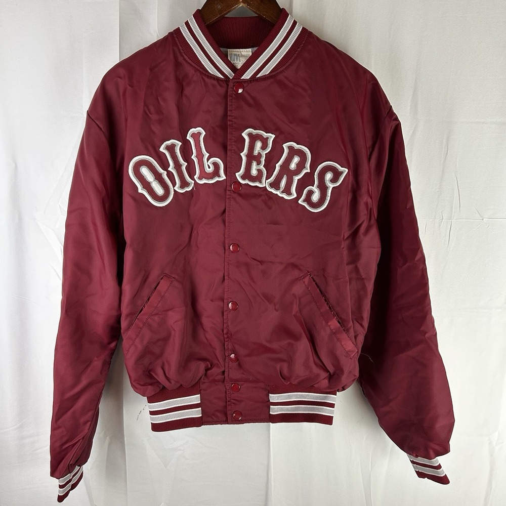 Vintage‎ HOWE Athletic Jacket Oilers Red Made in USA Mens Medium 80s 90s